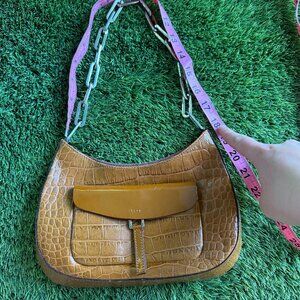 Vintage Italian Croc-Embossed Leather Shoulder Bag
